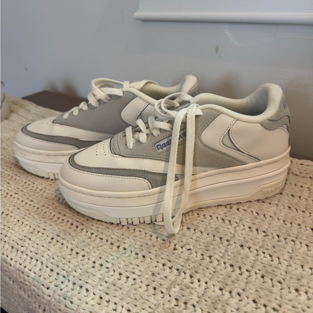 Reebok Cream and Gray Platforms